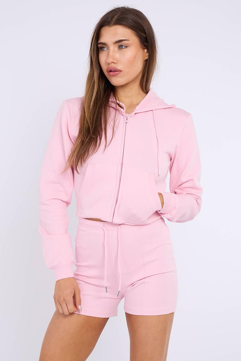 Hooded Crop Top & Shorts Set - Michaela - Storm Desire