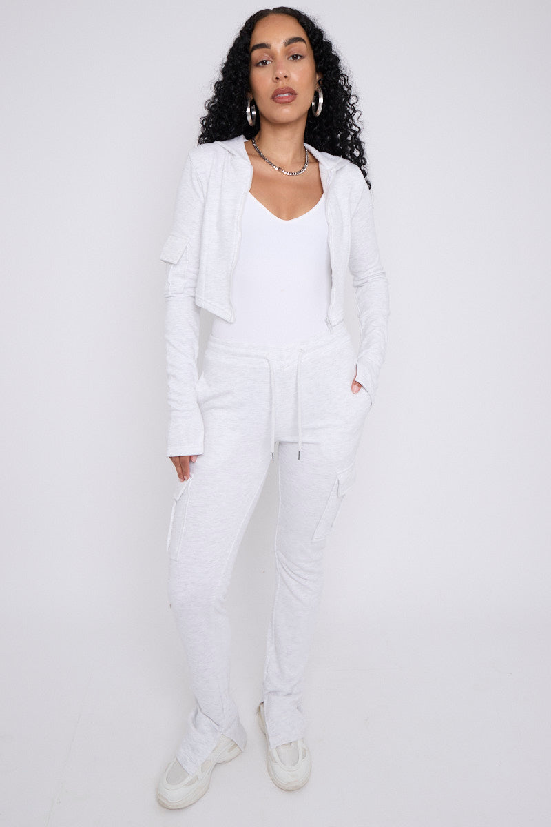 Utility Pocket Crop Zip Top & Flare Jogger Set - Isabel - Storm Desire