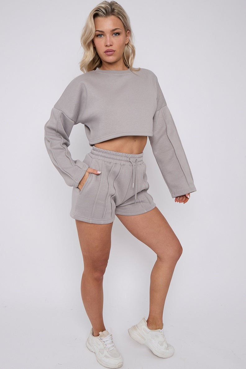 Triple Seam Shorts & Crop Top Set - Zoe - Storm Desire