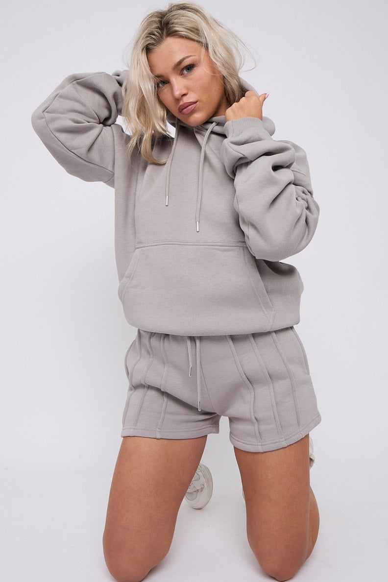 Ruched Sleeve Hooded Sweatshirt - Kora - Storm Desire