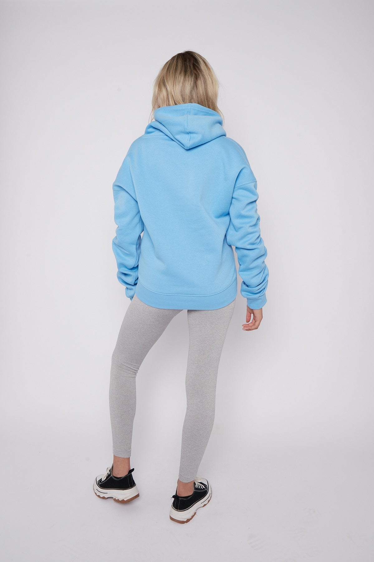 Ruched Sleeve Hooded Sweatshirt - Kora - Storm Desire
