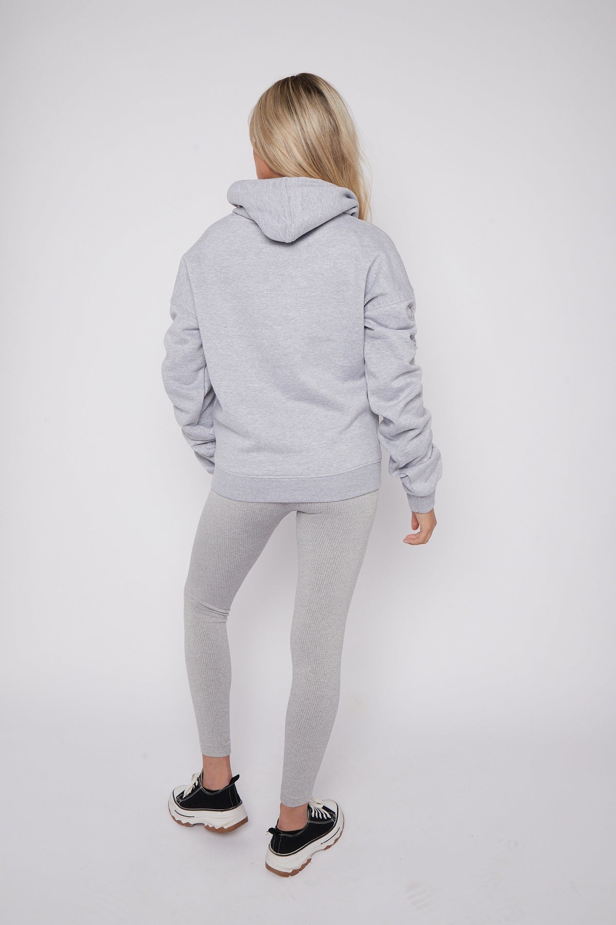 Ruched Sleeve Hooded Sweatshirt - Kora - Storm Desire