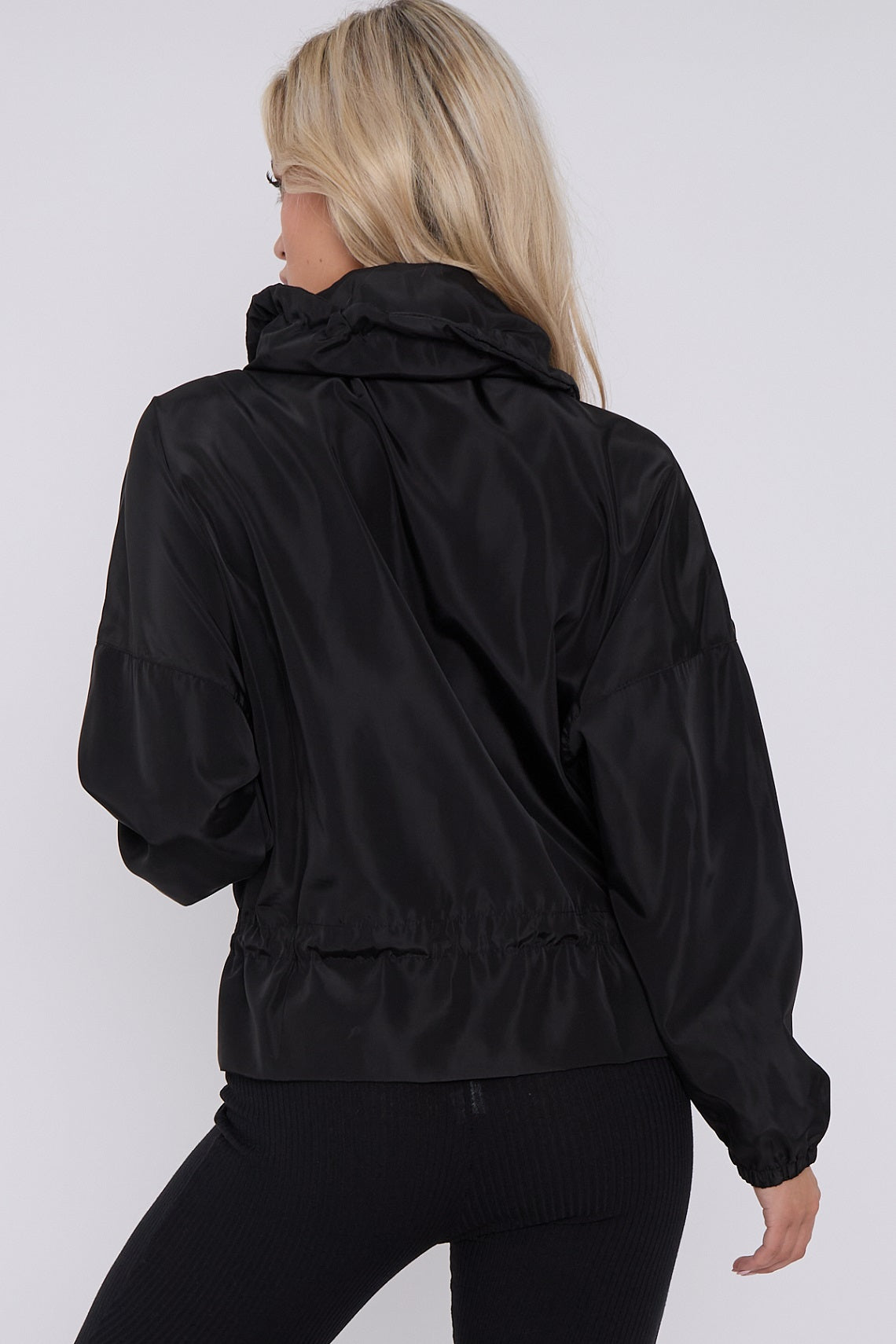 Black High Neck Hooded Festival Wind Surfer Jacket - Parker - Storm Desire