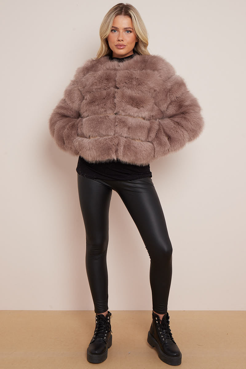 Camel Super Soft Faux Fur Jacket - Salma - Storm Desire