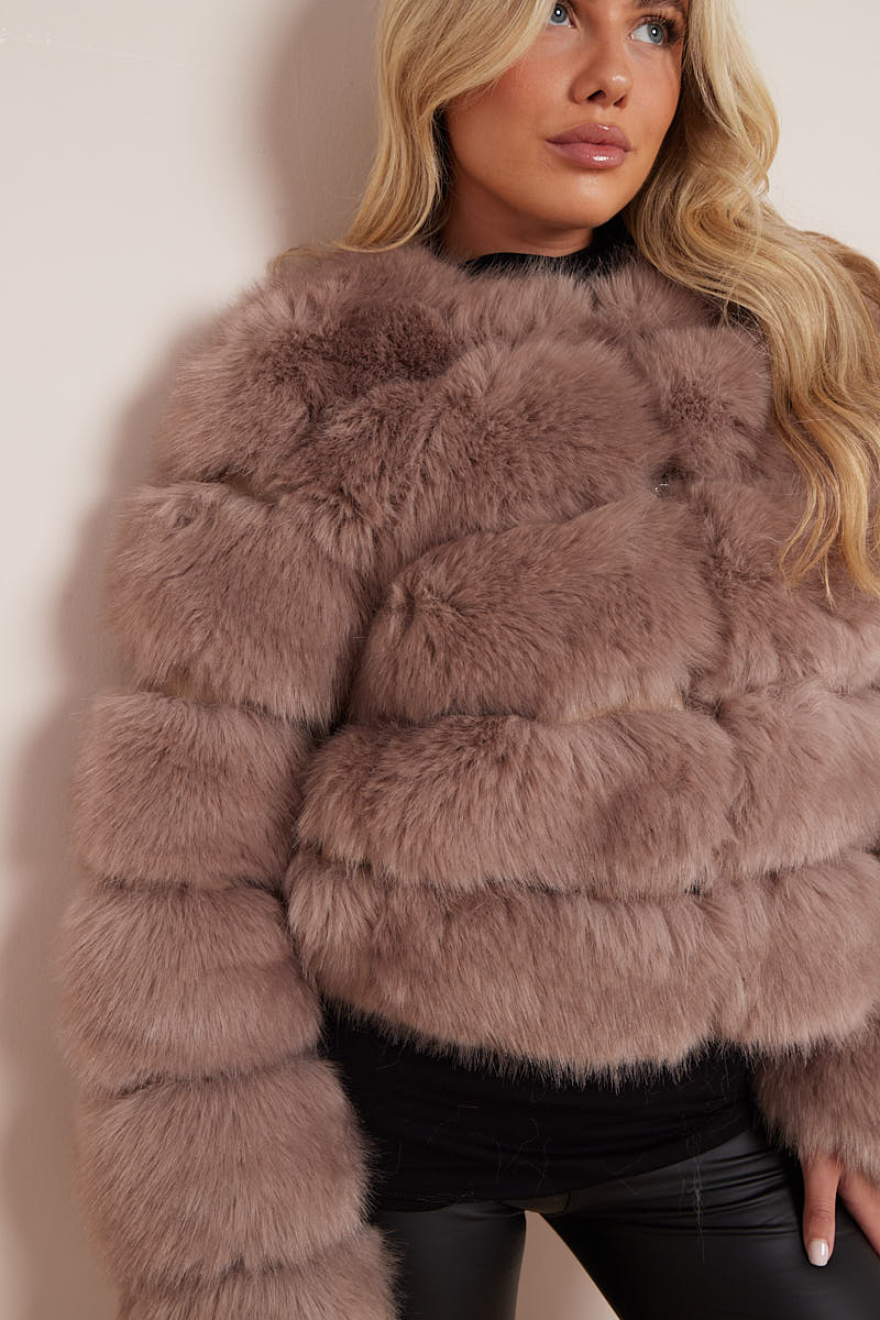 Camel Super Soft Faux Fur Jacket - Salma - Storm Desire