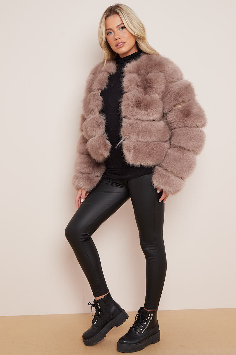 Camel Super Soft Faux Fur Jacket - Salma - Storm Desire