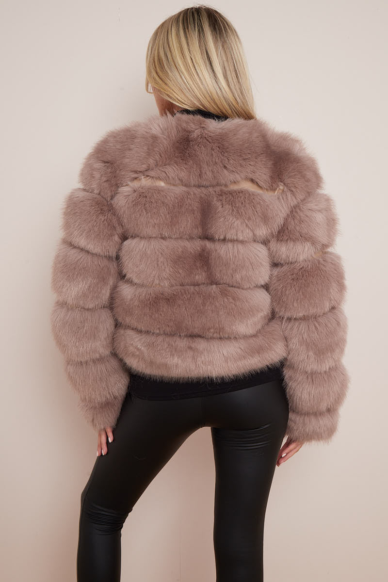 Camel Super Soft Faux Fur Jacket - Salma - Storm Desire