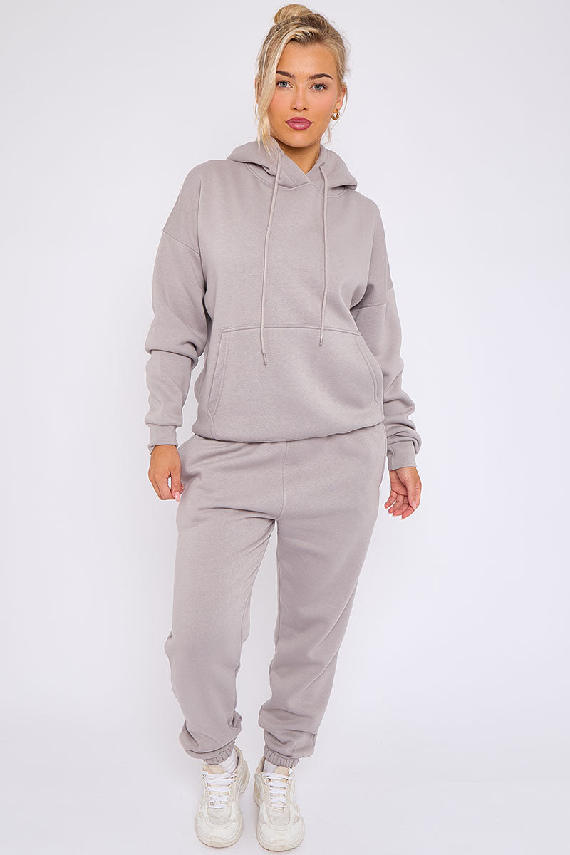 Dove Grey Hooded Oversize Jogger Loungewear Set Flora Storm Desire