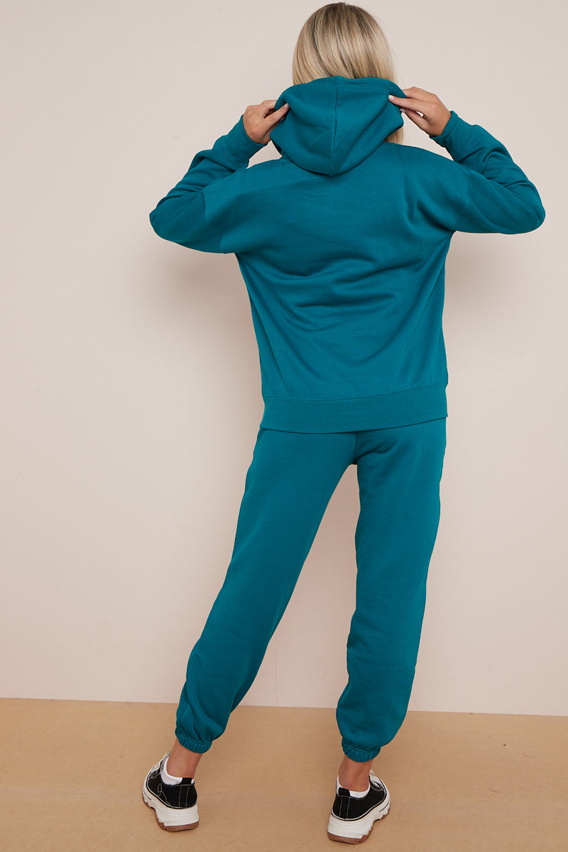 Teal Lovely Club Slogan Fleece Loungewear Set - Jianna - Storm Desire