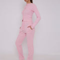 Ribbed Button Up Top & Wide Leg Trouser Co-ord - Mae - Storm Desire