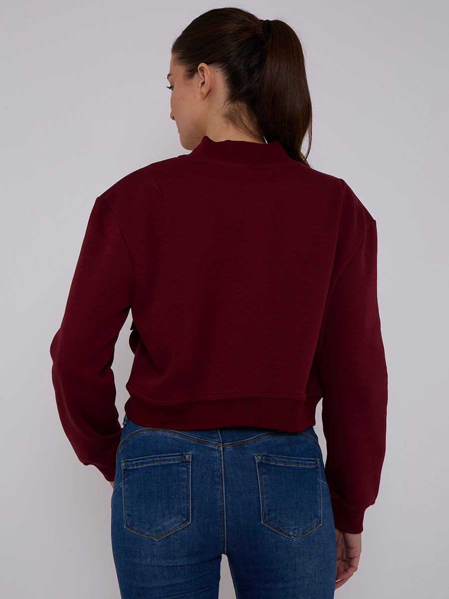 Cropped Fleece Bomber Jacket - Adelina