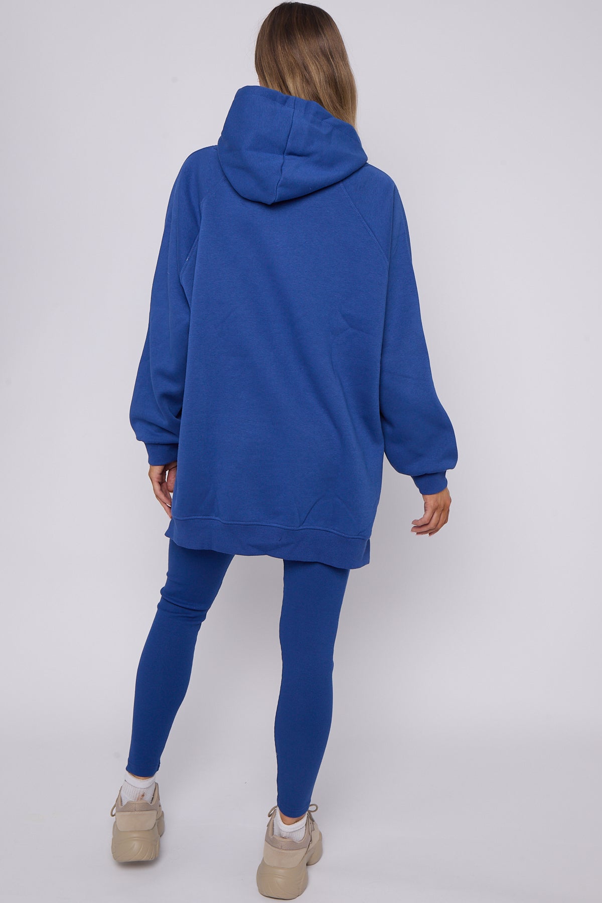 Royal blue Oversized Split Sides Hoodie & Ribbed Leggings Co-ord - Shelly - Storm Desire