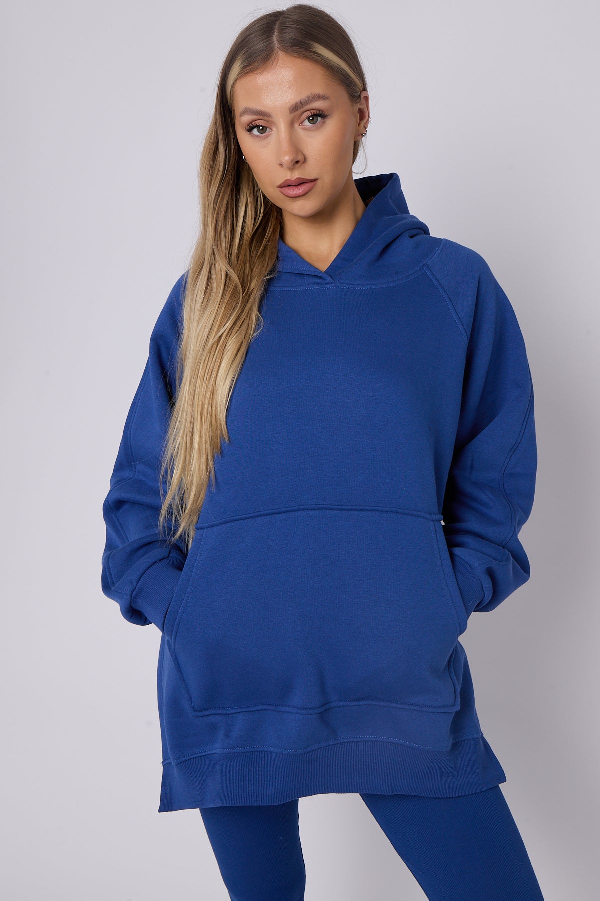 Royal blue Oversized Split Sides Hoodie & Ribbed Leggings Co-ord - Shelly - Storm Desire