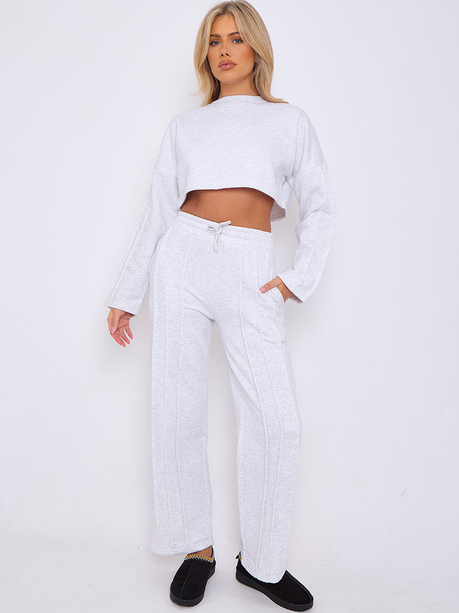 Baggy Crop Top And Flare Joggers Loungewear Set - Jamie