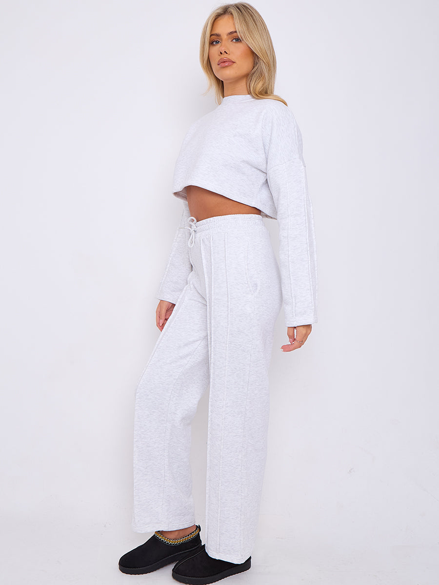 Baggy Crop Top And Flare Joggers Loungewear Set - Jamie