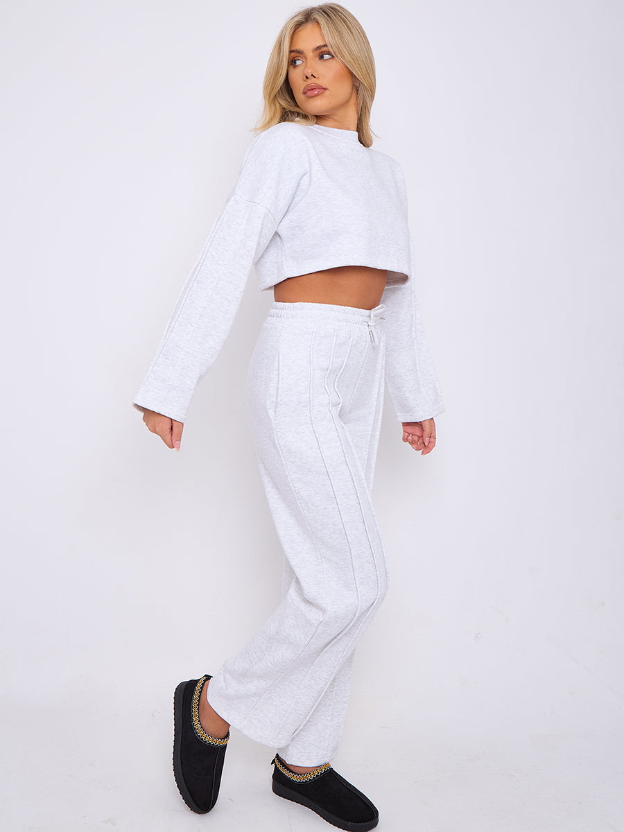 Baggy Crop Top And Flare Joggers Loungewear Set - Jamie