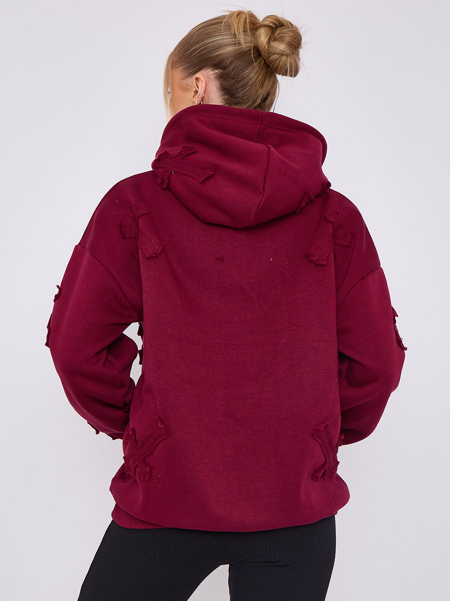 Wine Oversized Crucifix Jersey hoodie - Winter - Storm Desire