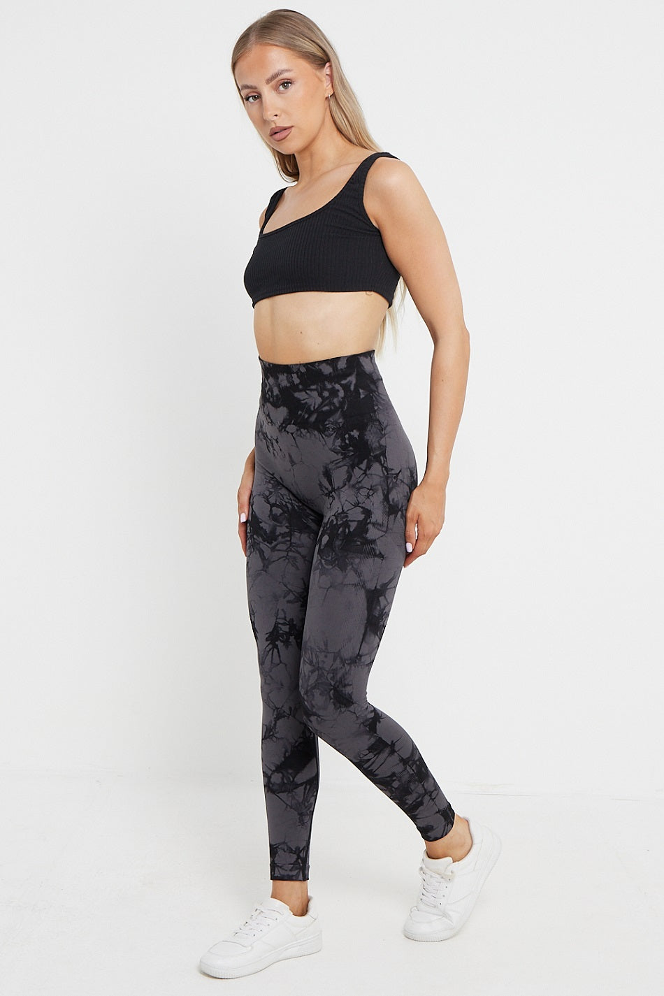 Tie Dye Leggings Black/Grey –