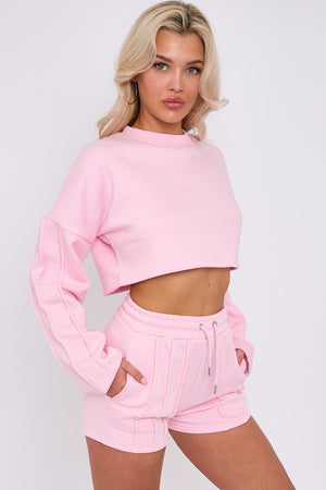 Triple Seam Shorts & Crop Top Set - Zoe - Storm Desire