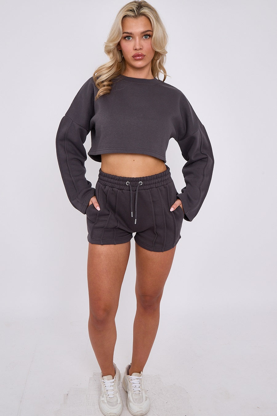 Triple Seam Shorts & Crop Top Set - Zoe - Storm Desire