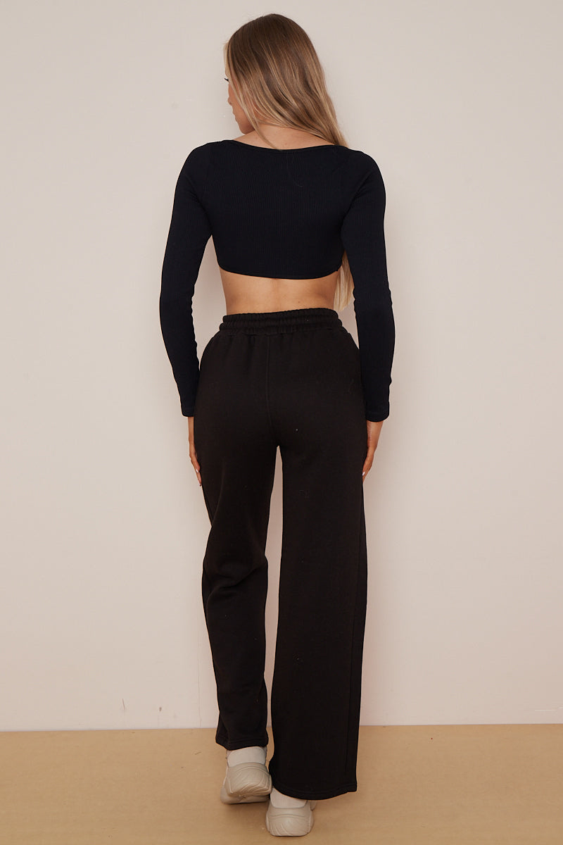 Wide Leg Fleece Trousers - Robin - Storm Desire