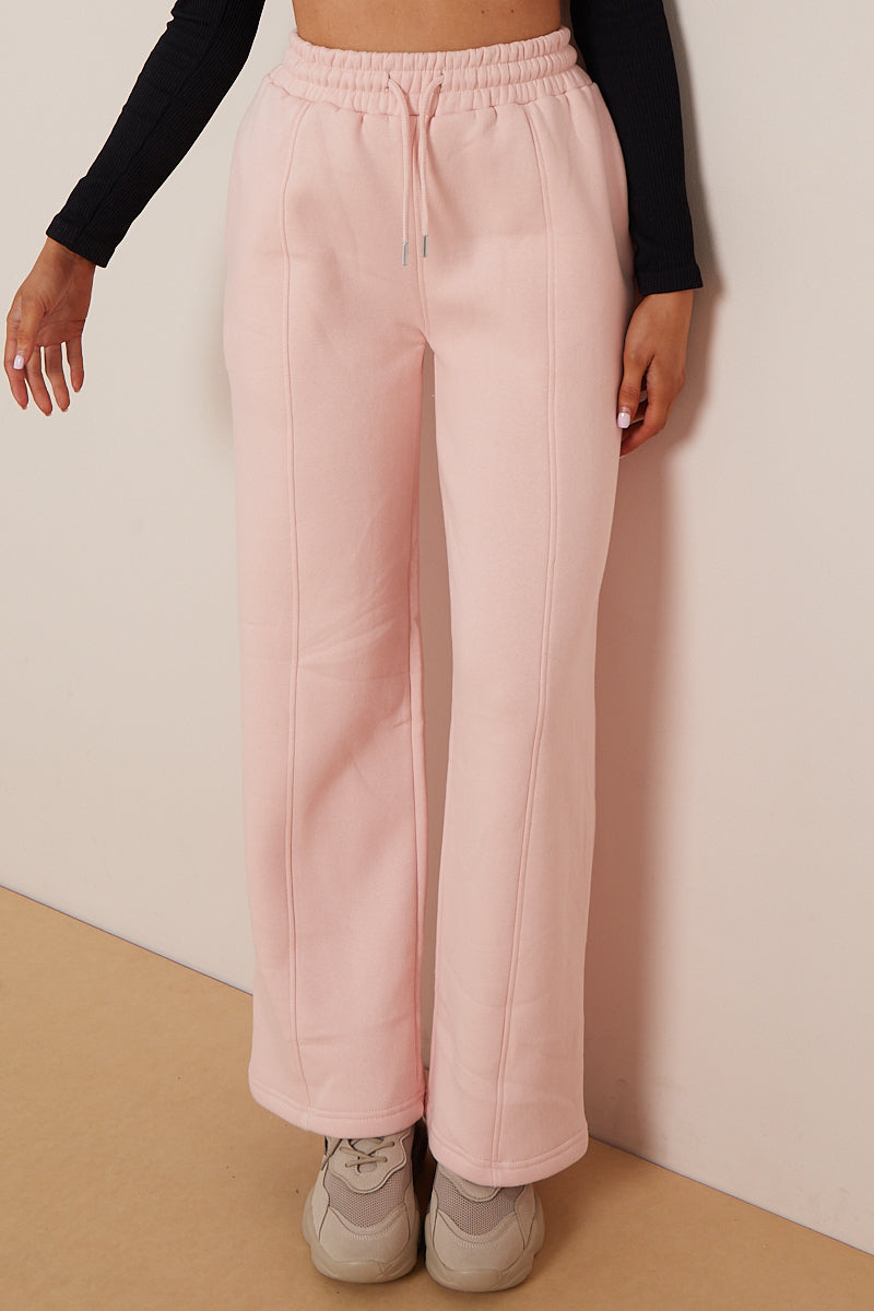 Pink Wide Leg Fleece Trousers - Robin - Storm Desire