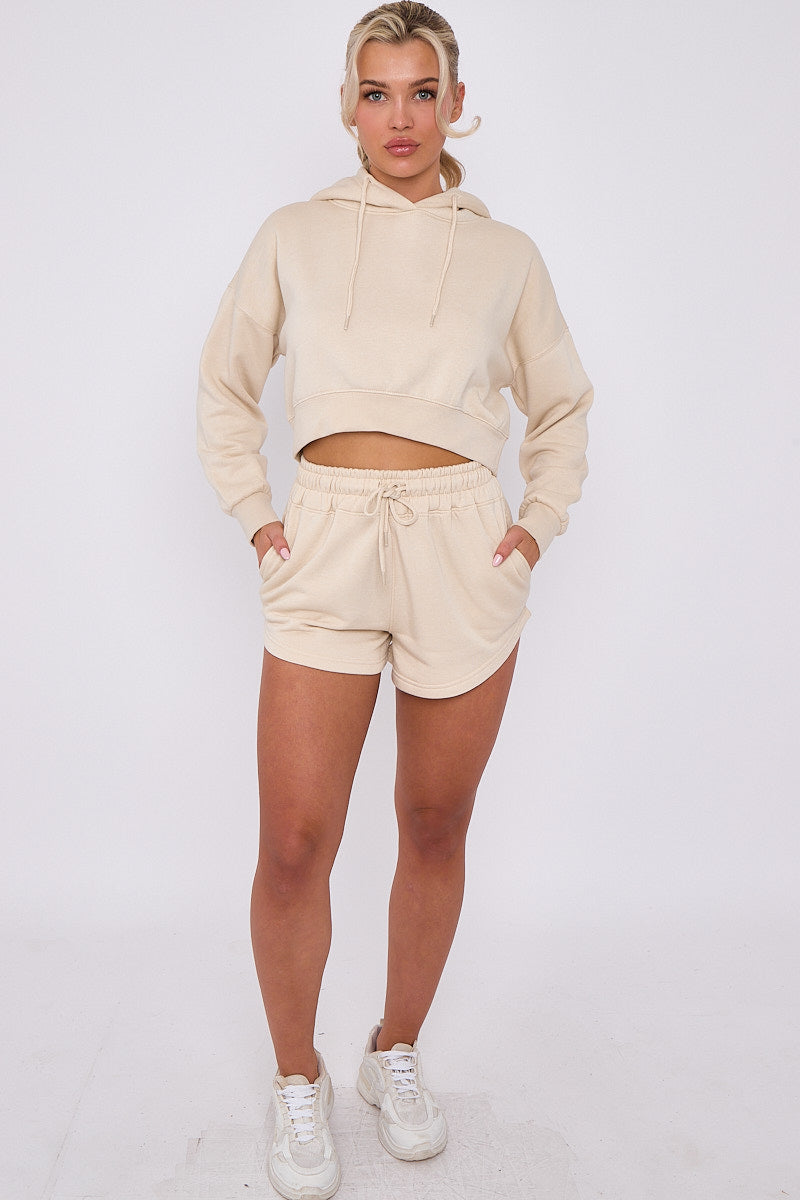 Crop Sweatshirt And Shorts Set - Violet - Storm Desire
