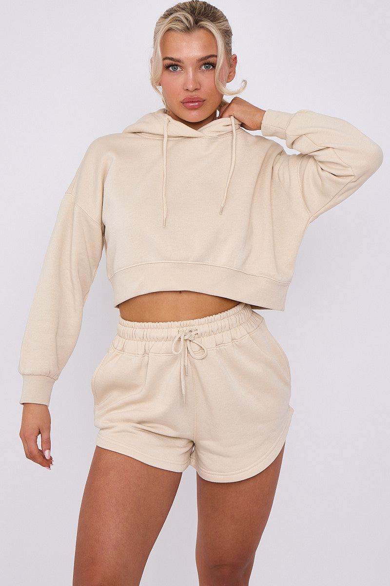 Crop Sweatshirt And Shorts Set - Violet - Storm Desire