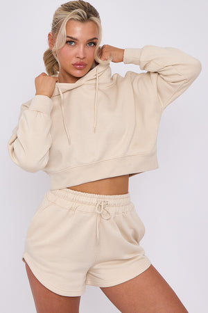 Crop Sweatshirt And Shorts Set - Violet - Storm Desire