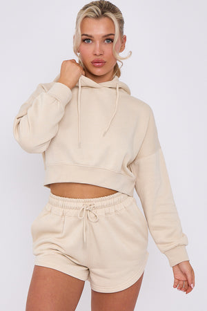 Crop Sweatshirt And Shorts Set - Violet - Storm Desire