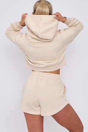 Crop Sweatshirt And Shorts Set - Violet - Storm Desire