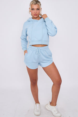Crop Sweatshirt And Shorts Set - Violet - Storm Desire