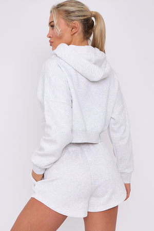 Crop Sweatshirt And Shorts Set - Violet - Storm Desire