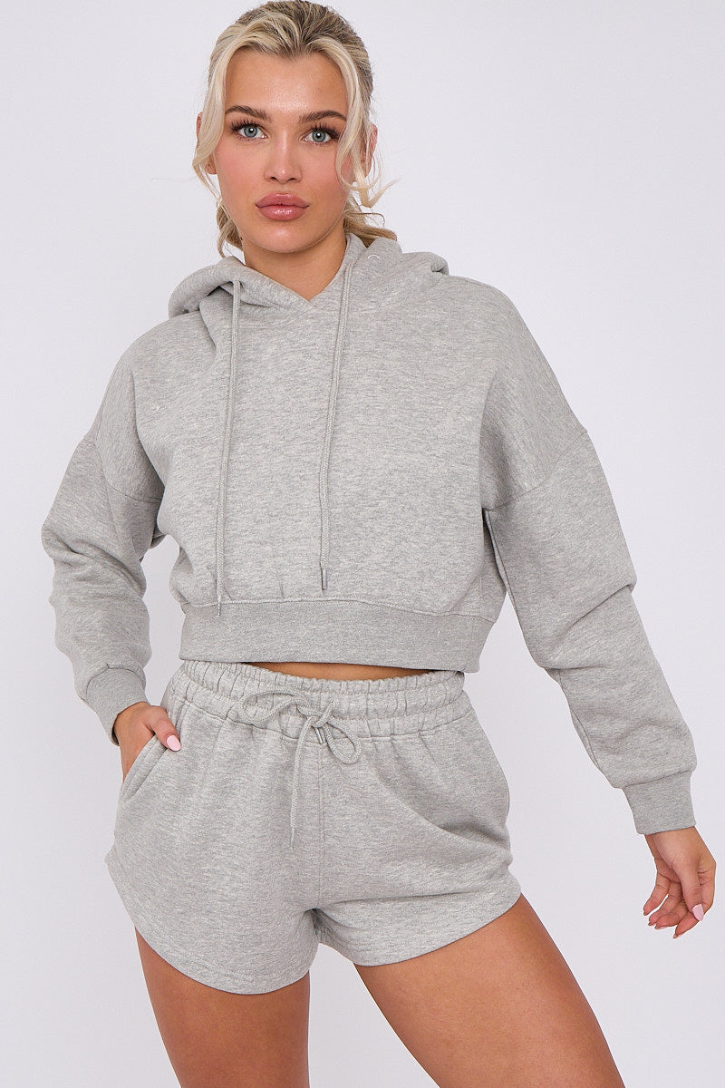 Crop Sweatshirt And Shorts Set - Violet - Storm Desire
