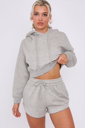 Crop Sweatshirt And Shorts Set - Violet - Storm Desire