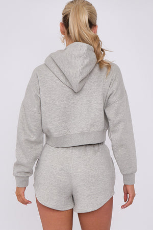 Crop Sweatshirt And Shorts Set - Violet - Storm Desire