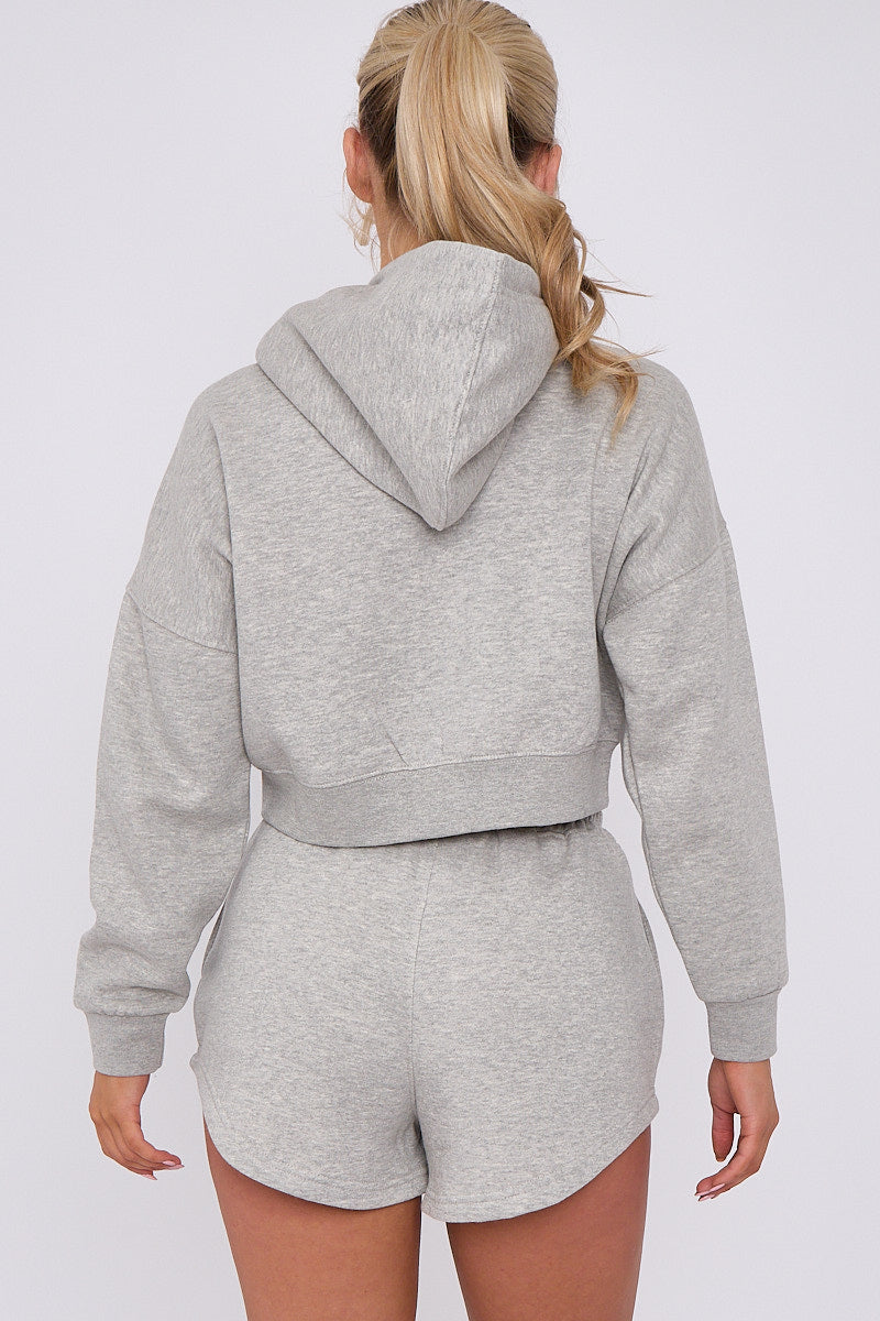 Crop Sweatshirt And Shorts Set - Violet - Storm Desire