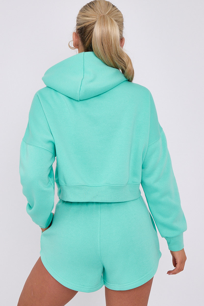Crop Sweatshirt And Shorts Set - Violet - Storm Desire