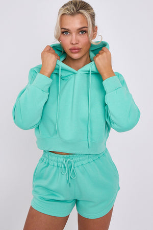 Crop Sweatshirt And Shorts Set - Violet - Storm Desire