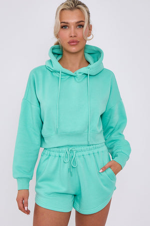 Crop Sweatshirt And Shorts Set - Violet - Storm Desire