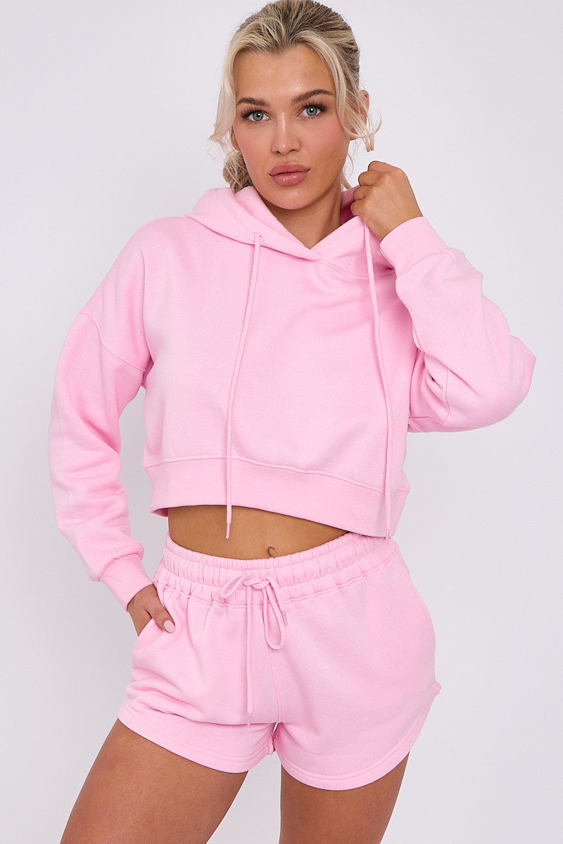 Crop Sweatshirt And Shorts Set - Violet - Storm Desire