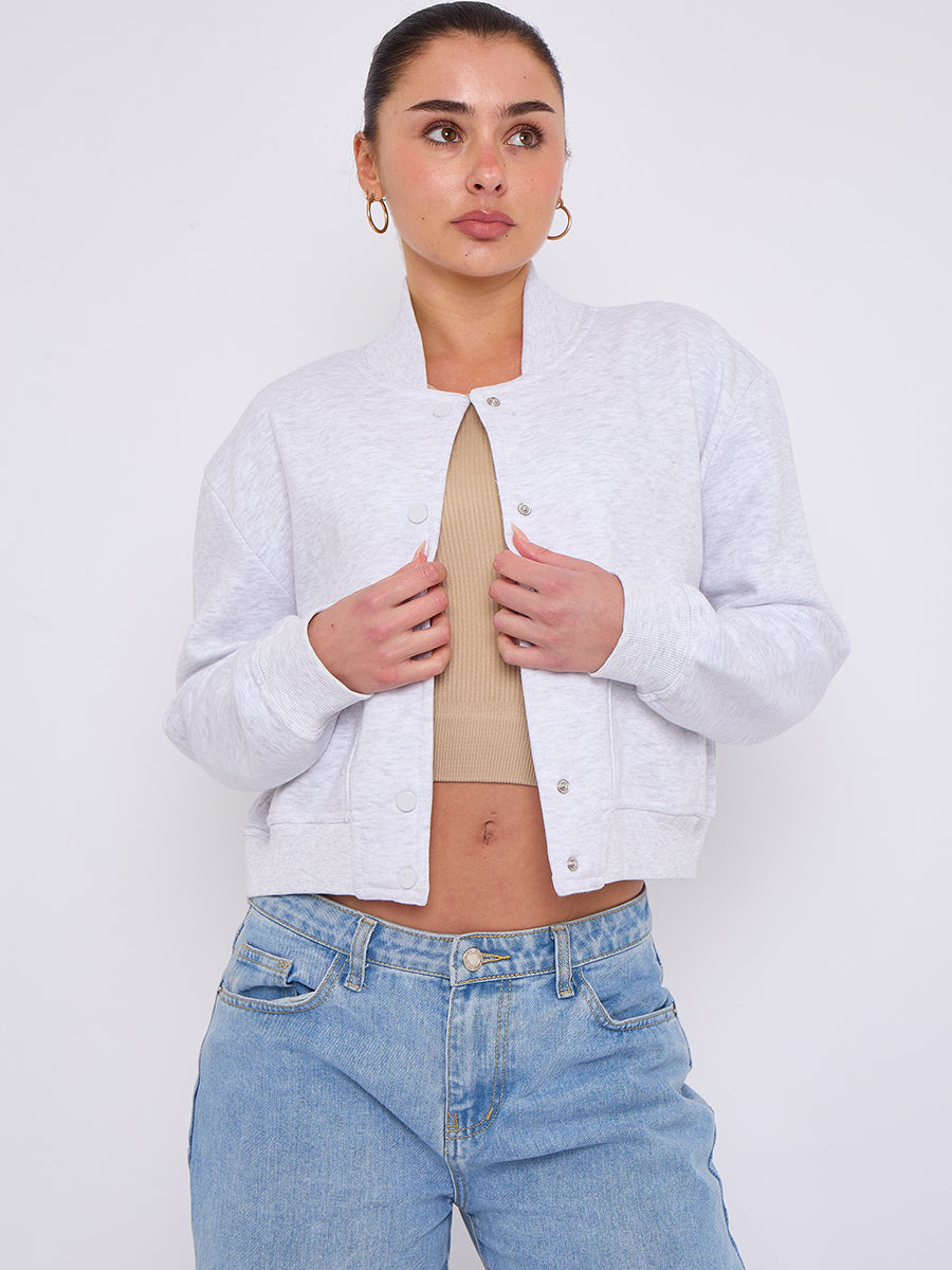 Cropped Fleece Bomber Jacket - Adelina