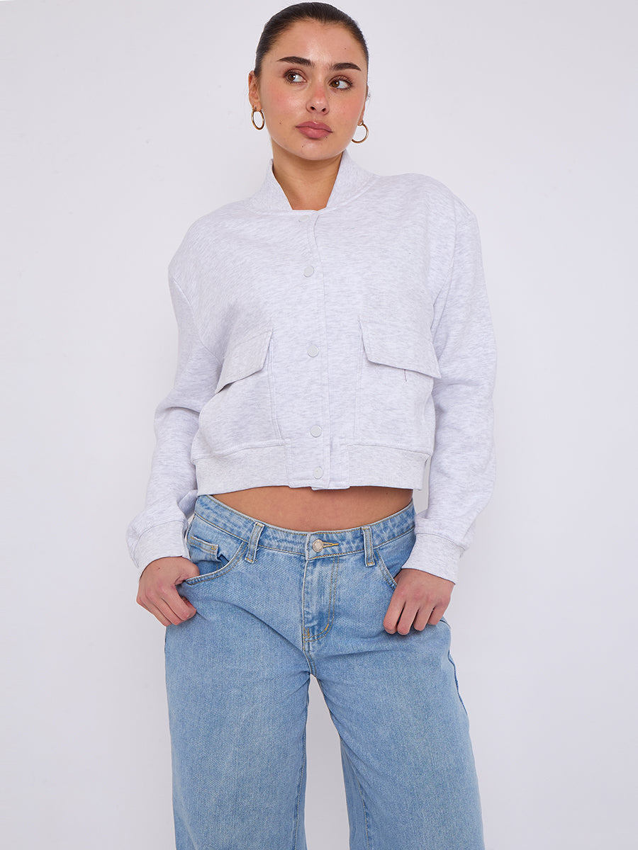 Cropped Fleece Bomber Jacket - Adelina
