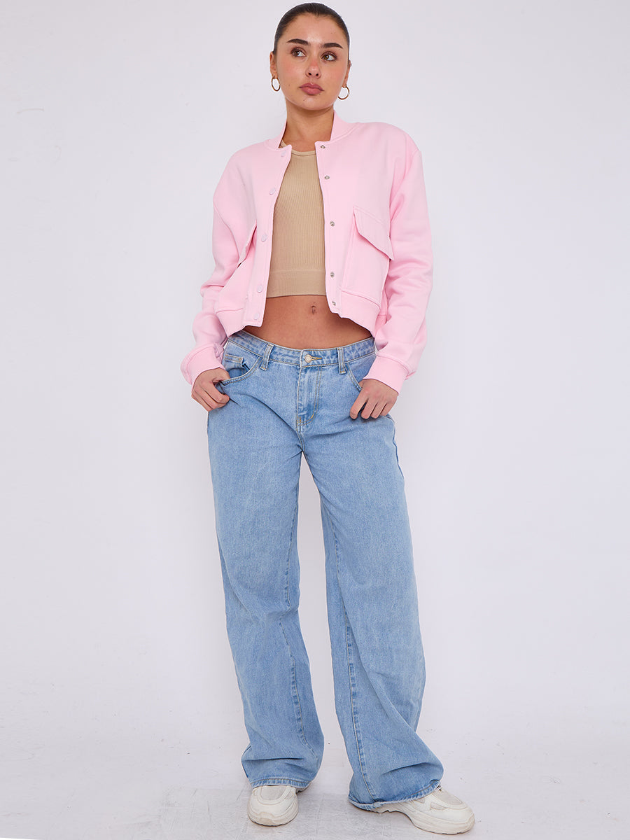Cropped Fleece Bomber Jacket - Adelina