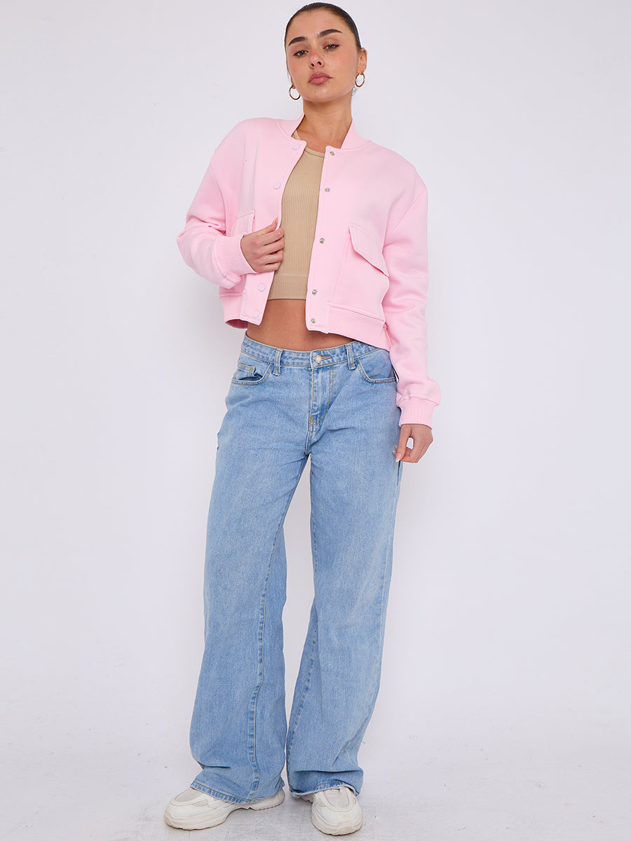 Cropped Fleece Bomber Jacket - Adelina