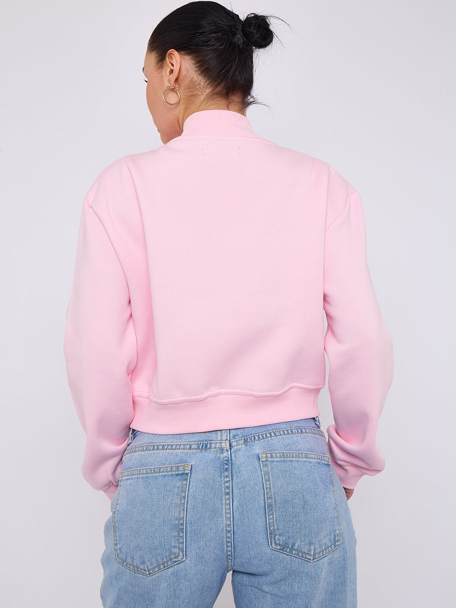 Cropped Fleece Bomber Jacket - Adelina