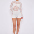 Lace High Neck Long Sleeve Playsuit - Emerie
