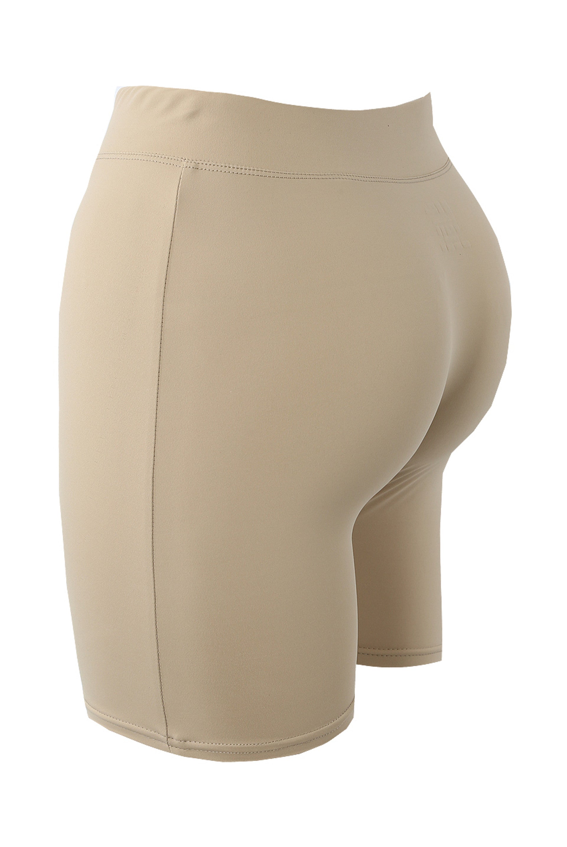 Tan High Waisted Cycling Shorts - Hallie - Storm Desire