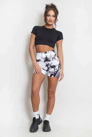 Tie Dye Print Bum Sculpt Shorts - Chloe - Storm Desire