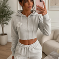 Embroidery Crop Zip Short Set - Cerys
